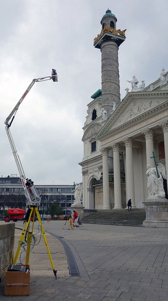 Karlskirche Hebebühne Laserscanner