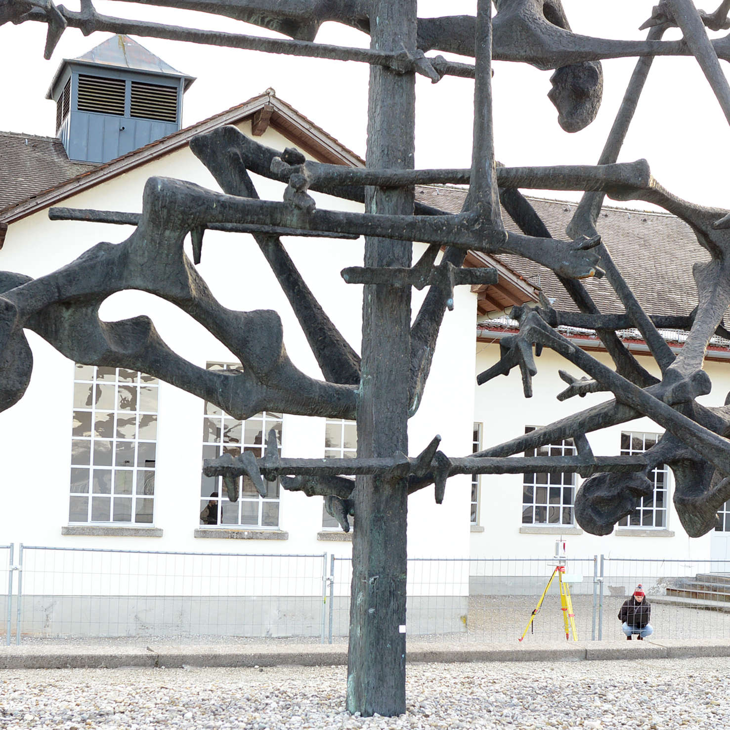 Detailed view of the concentration camp memorial in Dachau while the 3D laserscanning process