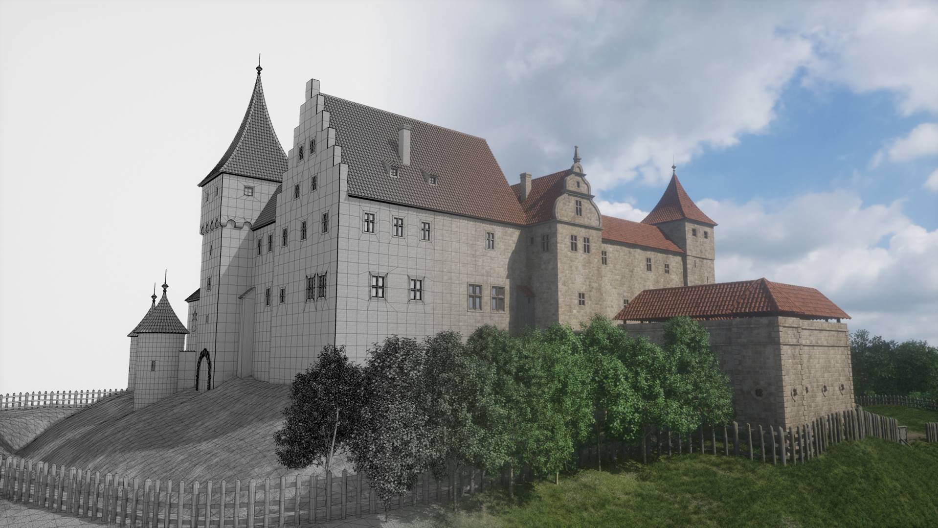 Modellierung niedrig aufgelöster 3D-Modelle – Burg Speckfeld