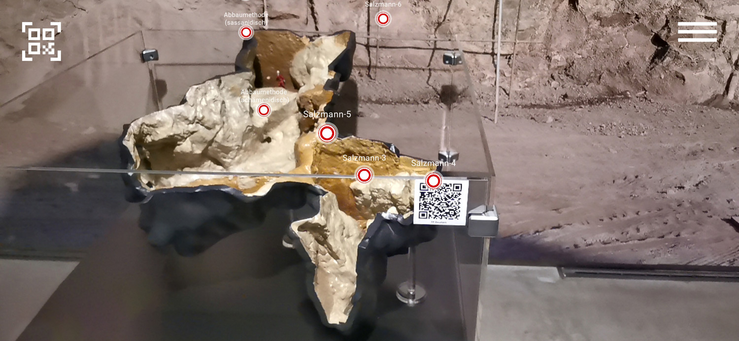 App view of the printed and painted mine with virtual info points.