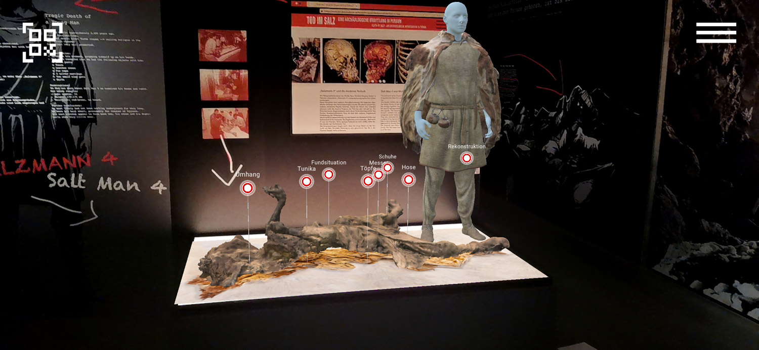 Virtuelle 3D-Modelle der Mumie und Rekonstruktion mit interaktiven Info-Punkten