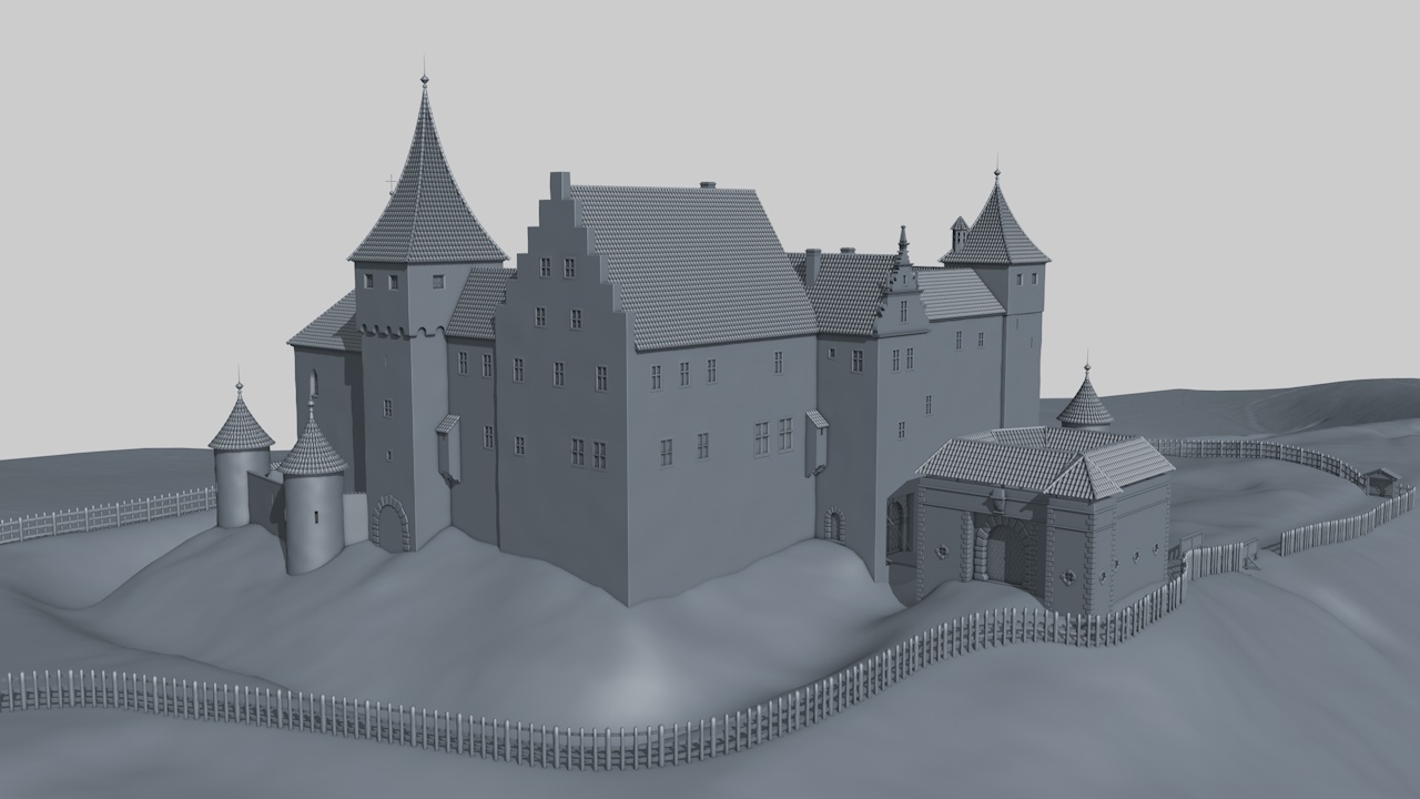 Detaillierte Rekonstruktion der Burganlage