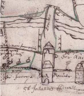 Historische Zeichnung als Grundlage für die digitale Rektonstruktion: Johannestor 1644