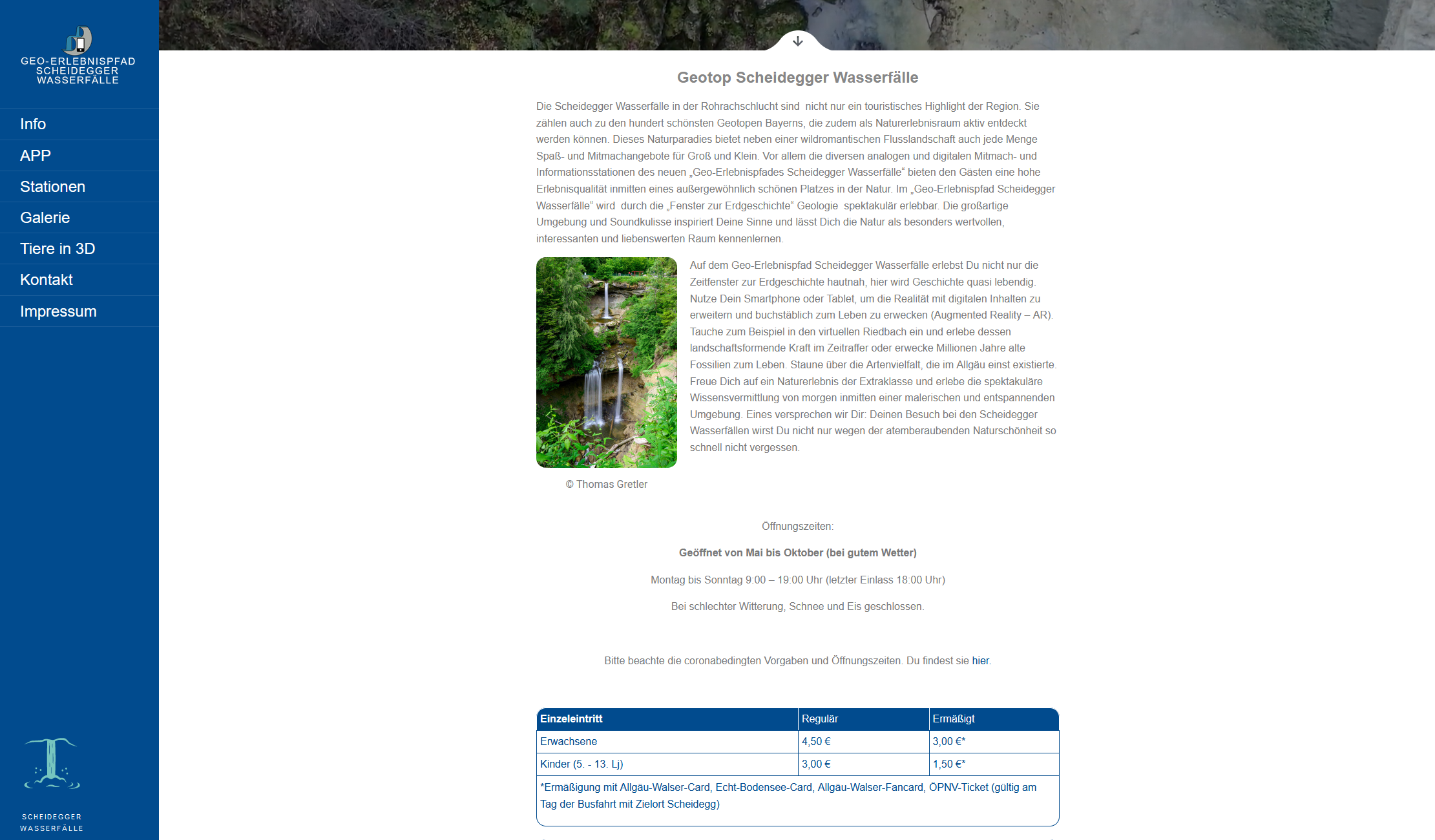 Website creation for the Scheidegger Wasserfälle