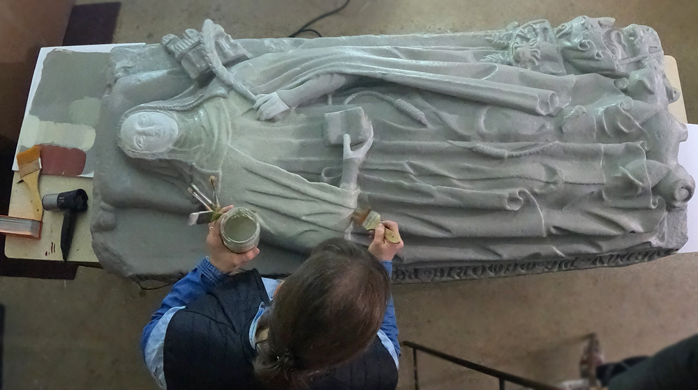 A view into the ArcTron 3D modeling workshop during the painting of the relief plate